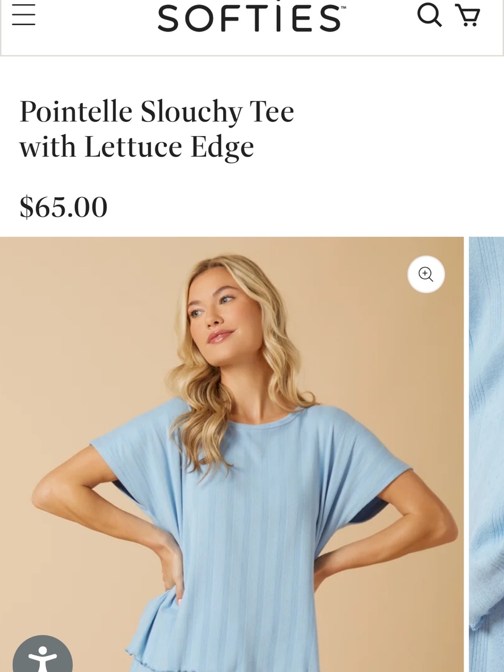 Softies Pointelle Slouchy Tee in Light Blue